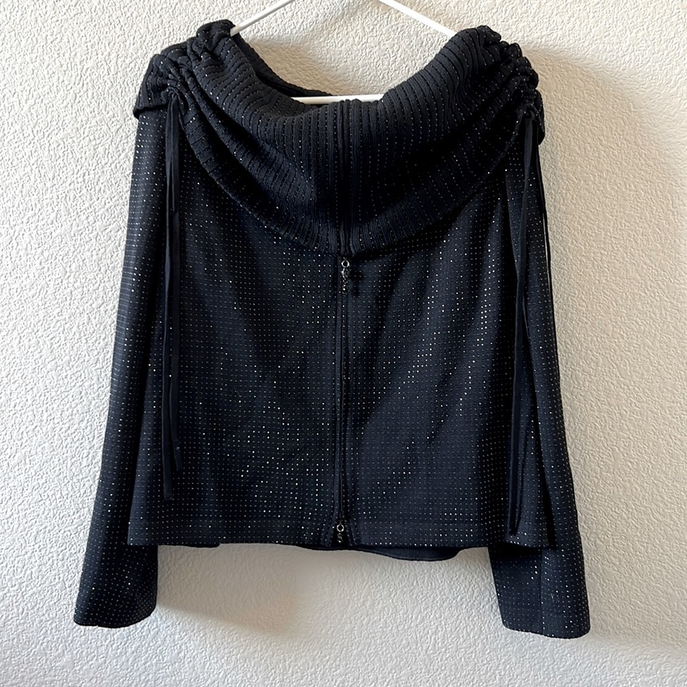 St. John Evening Black Shoulder Dripped Jacket with Paillettes.